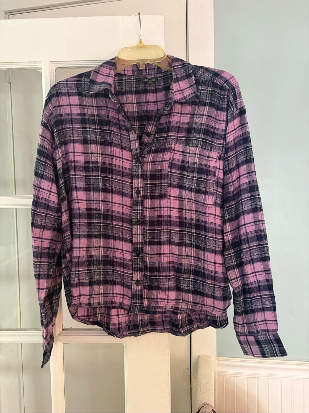 wild fable Pink -Purple and NavyPlaid Button-Down Shirt